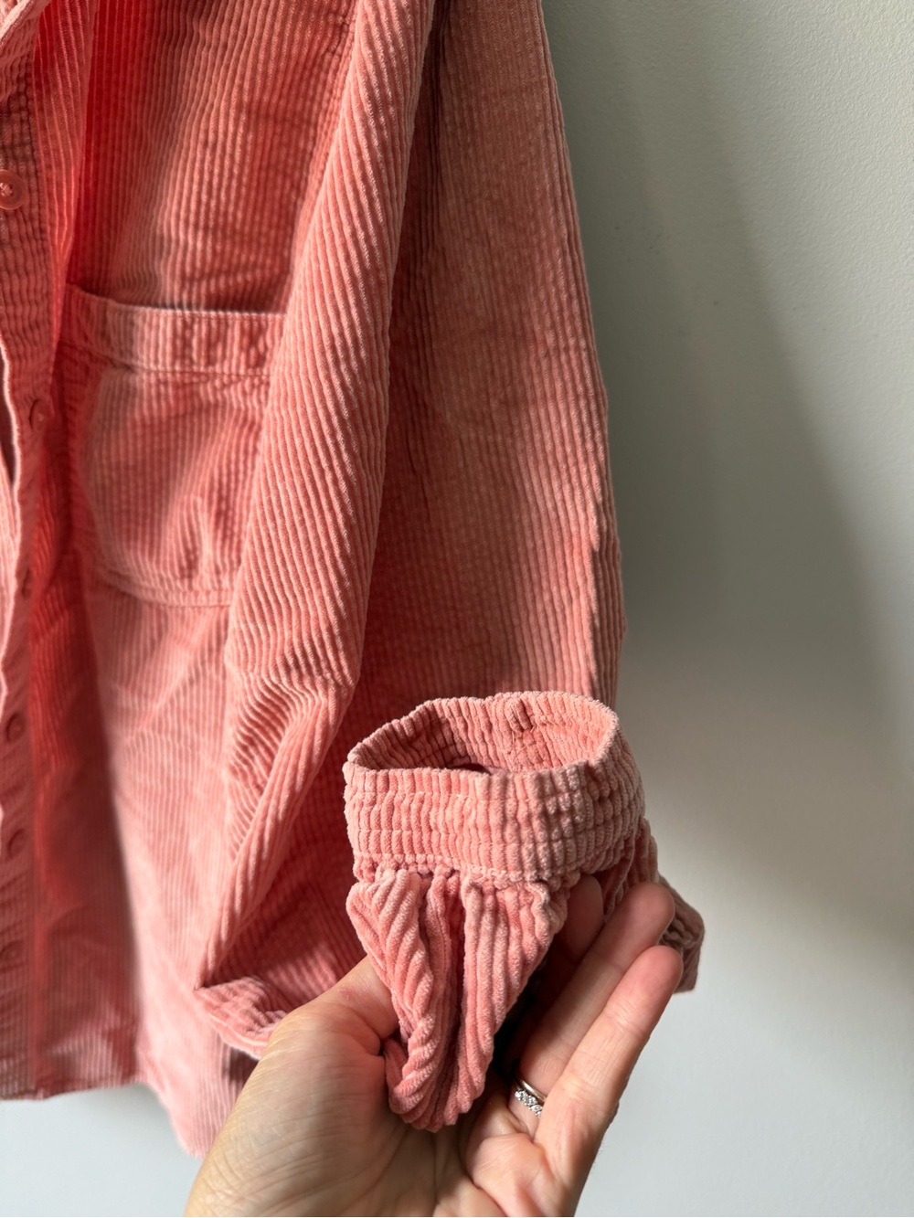 American Eagle Corduroy Button Front Jacket Dusty Rose Pink Flannel Shacket XXL - Picture 4 of 8